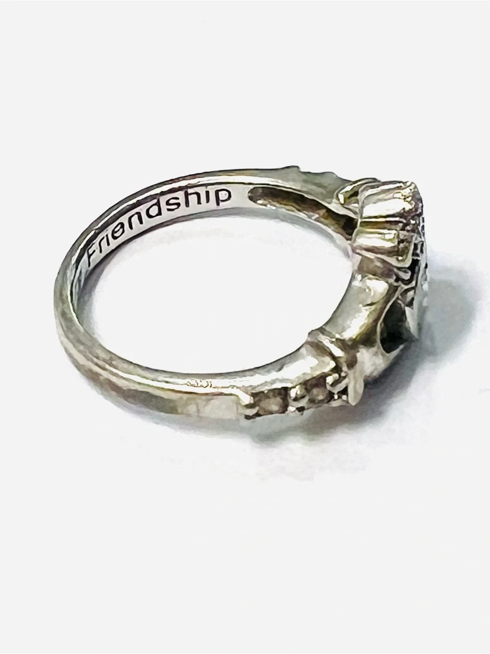 Sterling Claddagh Heart Ring with Light Aquamarine Gem